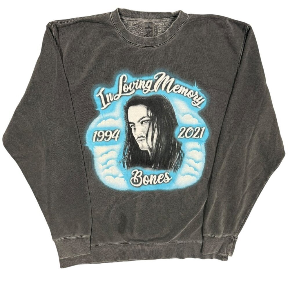Team Sesh Bones "In Loving Memory" Graphic Crewneck Sweatshirt Merch Grey Large
